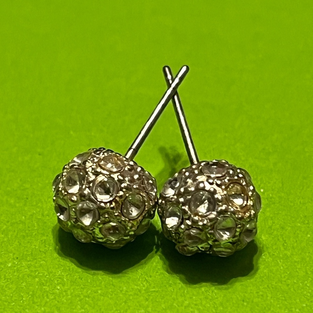 Stud Silver Rhinestone Earrings - image 2